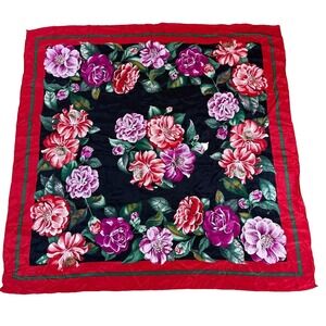 VTG Oscar De La Renta‎ Bright Color Floral 100% Silk Scarf 35" Square Designer